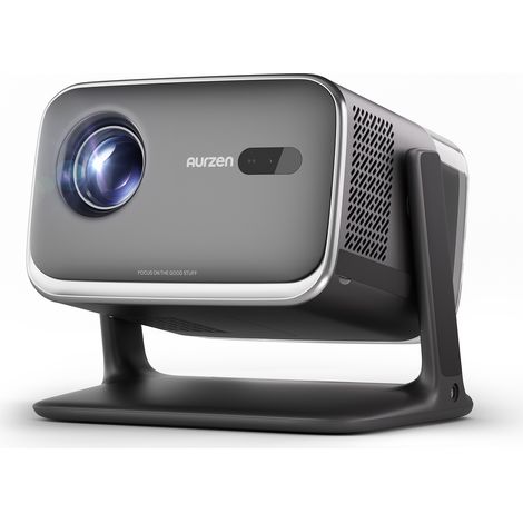 Aurzen BOOM Mini Vidéoprojecteur Intelligent Google TV Netflix, 4K Compatible, Dolby Audio, Autofocus et Correction Trapézoïdale, Noir