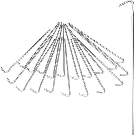 Relaxdays Piquets de fixation sol, Sardines, Lot de 20, acier galvanisé, Tente de Camping, 22 cm, Résistantes, argenté (1/5)