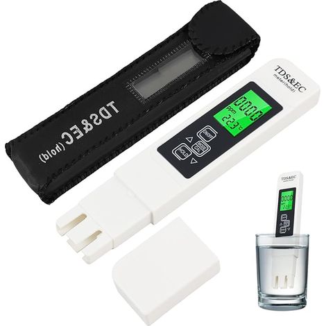 3-en-1 Digital Testeur Eau Potable avec TDS&EC, Thermomètre, TDS Meter avec Affichage LED, ATC, Test th Dureté Eau 0-9990 PPM pour Eau Potable, Piscines, Aquariums(Ne Teste PH) (1/5)