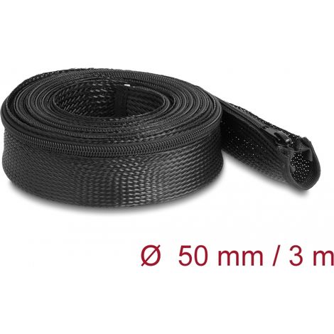 Delock Manga trenzada con cierre de cremallera resistente al calor 3 m x 50 mm negro
