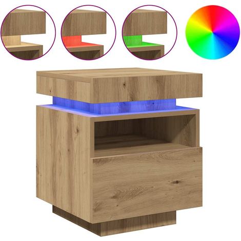 Nachttische mit LED-Leuchten 2 Stk. Artisan-Eiche 40x39x48,5 cm vidaXL