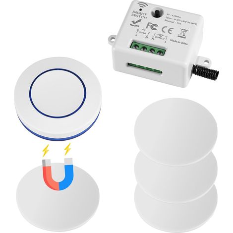 Interrupteur sans fil 230 V - Avec télécommande jusqu'à 30 m - Sans pile - Pour lampes jusqu'à 1500 W - Installation facile - Kit d'interrupteur sans fil (1/5)