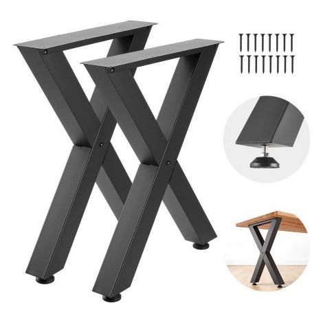 Tischkufen 2er-Set 600x750 mm, X-Förmige Tischuntergestell 1000 kg, Tischbeine Kohlenstoffstahl, Möbelfüße, Tischgestell, Tischfüße für Schreibtische, Couchtische, Esstische, Schwarz (1/5)