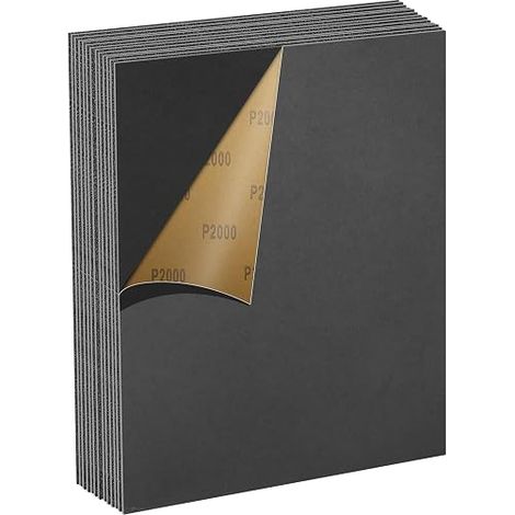 Set de Papier Abrasif 2000 Grains, 12 Pièces 23 x 28cm Papier Abrasif Résistant à l'Eau pour Voitures Métaux Murs Bois Meubles, Polissage Humide et Sec Papier de Verre (1/5)