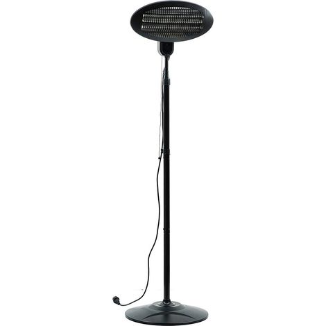 Stufa Elettrica Termostufa Termolampada 2000 Watt da terra max cm 210 a parete muro per Esterni e Locali Commerciali al Quarzo, Nero (1/5)