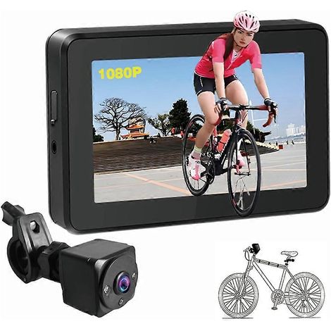 Rétroviseur de guidon pour vélo, caméra de recul avec écran 4,3 pouces 1080p et vision nocturne, compatible VTT, vélo électrique et vélo de route. (1/5)
