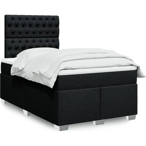 Boxspringbett mit Matratze Schwarz 120x200 cm Stoff