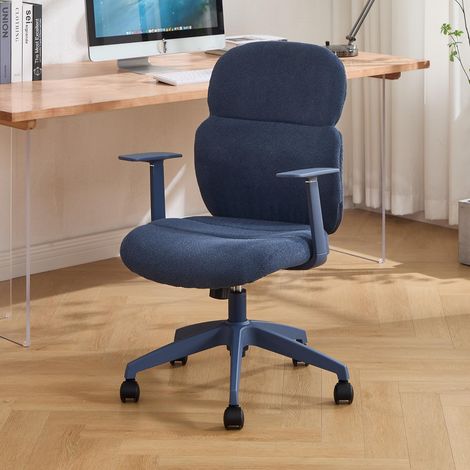 Wahson Chenille Swivel Office Chair - Ergonomic Desk Chair with Height Adjustable Backrest for Home Office Study, 1-Pack, Blue