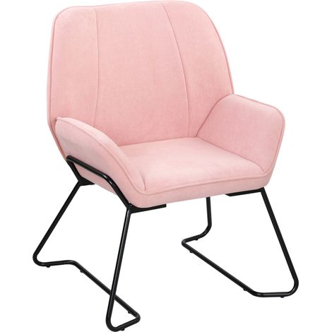 Divano da soggiorno con seduta ampia e imbottita rivestita in velluto e gambe in metallo, poltrona da soggiorno rosa