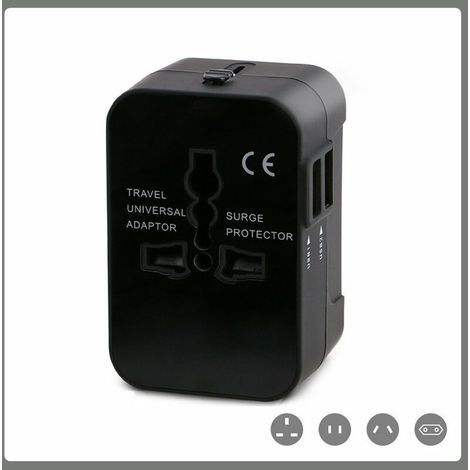 All-in-One-Universal-Reiseadapter, weltweiter Reiseadapter, Stromwandler, Wandladegerät, Netzsteckeradapter mit zwei USB-Ladeanschlüssen für die USA (1/5)