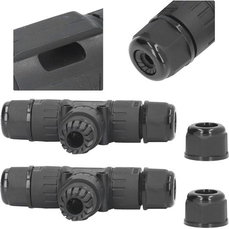 3-Wege-3-Draht-T-Verteilerdose, IP68 wasserdichter Stecker EW-M20T-3P für Außen-LEDs, Materialien: PA66 und Kupfer, 2 Stück (1/5)