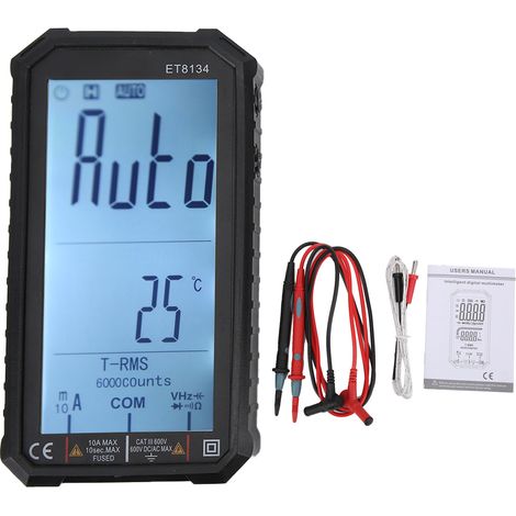 Multimètre multifonction ET8134, multimètre automatique LCD avec fonction d'alarme, 10 A, 600 V (1/5)