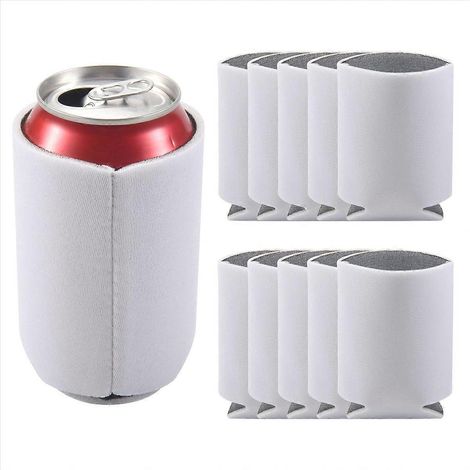 Packung mit 10 weißen, isolierenden Neoprenhüllen für Dosen, Becher und Flaschen, Schutz für Kaltgetränke, dünne, wiederverwendbare Hüllen (1/5)