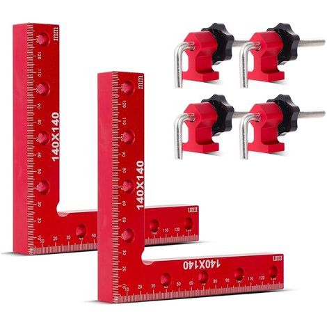 90 Degree Corner Brace, 2 Pack L Type Positioning Brackets, 140mm x 140mm Aluminum Carpenter's Clamp, for Cabinets, Picture Frame, Drawers, Box