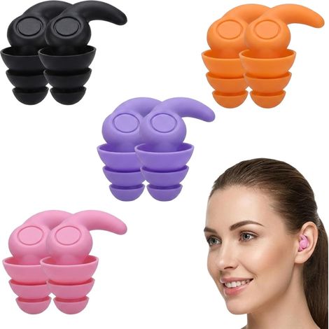 Bouchons d'oreilles de natation pour adultes, bouchons d'oreilles pour la natation, 4 paires avec étui de rangement, réduction du bruit de 60 décibels, protection auditive étanche pour les nageurs (1/5)