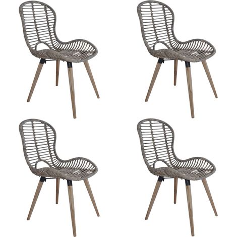 Esszimmerstühle 4 Stk. Braun Natürliches Rattan vidaXL