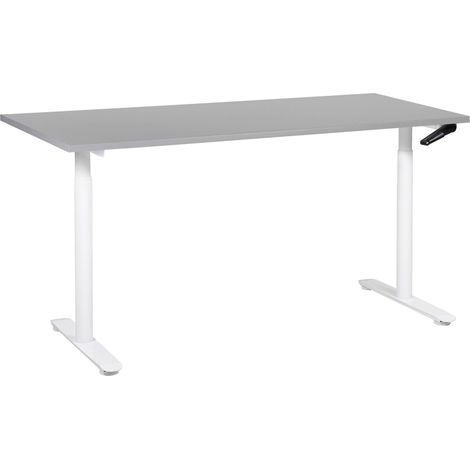Schreibtisch manuell höhenverstellbar DESTINAS Grau / Weiß 160 cm 72 cm