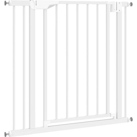 Barrière escalier sans perçage fermeture automatique 76-89 x 76 cm blanche