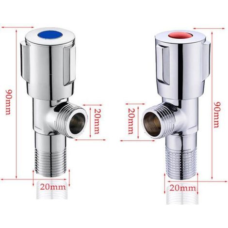 Vanne Triangle Inox 1 Pièce Arrêt Double Eau Froide Bleu Pour Évier Cuisine Lavabo Toilette Chauffage (1/5)