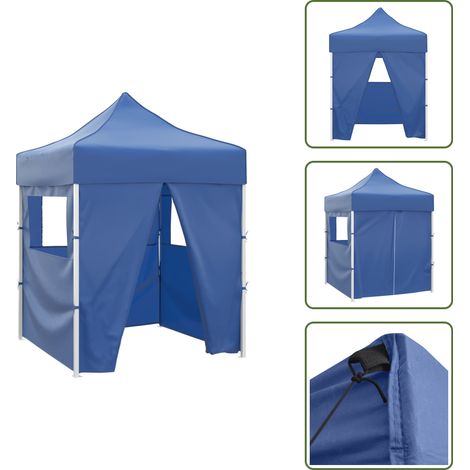Profi-Partyzelt Faltbar mit 4 Seitenwänden 2×2m Stahl Blau - Outdoor Event Zelt - Partyzelt - Gartenparty - Grillplatz - Festivalzelt (1/5)