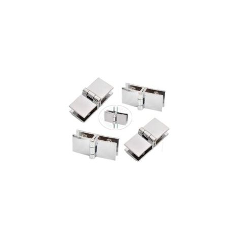 Bisagras para puertas de vidrio de 180° – Aleación de zinc – Grosor del vidrio de 5 a 8 mm – Juego de 4 bisagras – Instalación sin taladro – Crezuo