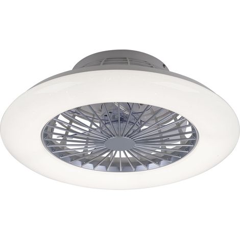 Plafoniera CCT ventilatore da soffitto a 3 velocità ventilatore da camera cielo stellato lampada da soggiorno telecomando, acciaio bianco, 1x LED 1700Lm 3000-6500K, D 50 cm