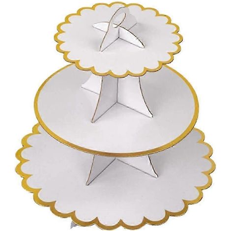 Présentoir à cupcakes, gâteaux, desserts, friandises dorées-White (1/5)