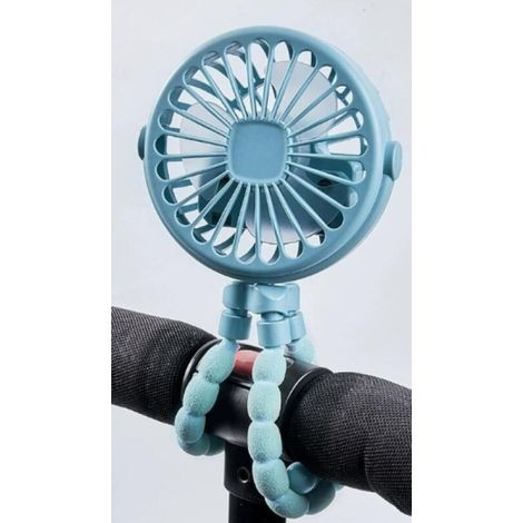 Oktopusförmiger Ventilator, USB-Ladefunktion, drei Geschwindigkeitsstufen mit Nachtlicht, keine Oszillationsfunktion, blau. (1/5)