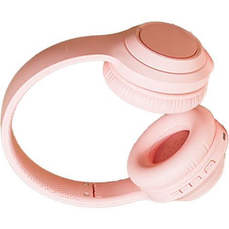 Casque de jeu sans fil Bluetooth multifonction HiFi stéréo avec réduction de bruit et basses puissantes, rose pêche (1/5)