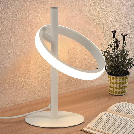 GBLY Lampada da tavolo a LED moderna - Lampada da comodino a forma di anello bianco, girevole e staccabile, 13 W, 3000 K, bianco caldo, per camera da letto, soggiorno, cameretta dei bambini, ufficio (1/5)