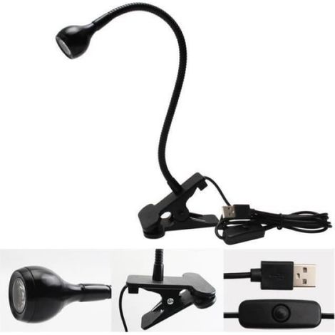 Lampe UV - 395 nm - Bras Col De Cygne 25 cm - Pince 3,2 cm - Câble USB 140 cm Avec Interrupteur - Pour Séchage Résine UV Peinture Fluorescente Et Détection - 1 Pièce (1/4)