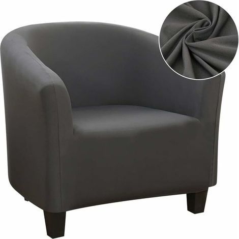 Housse de Fauteuil Cabriolet Extensible Lavable avec Accoudoirs pour Salon Bar Salle de Réunion Gris (1/4)
