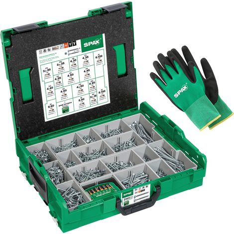 Spax – Coffret de montage universel L-BOXX T-STAR plus WIROX – 2.445 vis de 16 dimensions – Pour bois dur – SKU 8000000294532