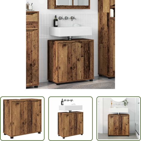 Waschbecken Schrank - Badezimmerwaschbecken-Schrank mit Regal Altholz 60 x 30 x 60 cm (1/5)