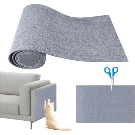 Protection Canape Chat Anti Griffe 40×200 cm,DIY Protege Canape Griffe Chat,Griffoir Chat Canapé Auto-adhésifs,Gris clair (1/4)