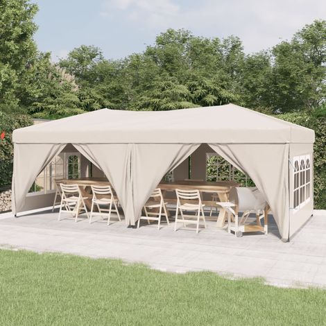Tente de réception pliable avec parois Crème 3x6 m vidaXL