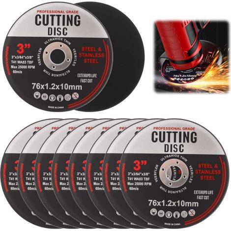 Disques de Coupe de 76 mm pour Meuleuse d'Angle, Lot de 10 Disques à Tronçonner pour Coupe Rapide de l'aluminium du Métal Bois Fer l'acier, 76mm Cutting Discs for Angle Grinder (1/5)
