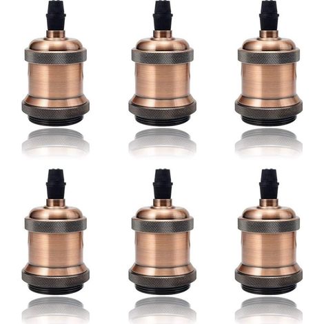 LED Lighting 6 Pack E27 Vintage Ampoule solide céramique douille Support de lampe Rétro Edison Vis Ampoule adaptateur Socket, Rouge-Fei Yu (1/5)