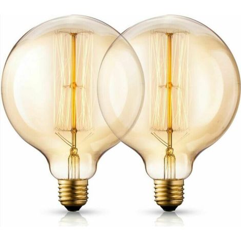 Ensemble d'ampoules G125 King Size Globe Vintage Edison, 40W E27 à l'ancienne - Industrie - Dimmable - Ampoules décoratives, paquet de 2 sunflower (1/2)