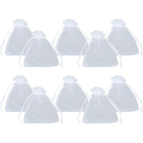 100pcs Maniche Organza Bianco 10x12cm Sacchetti di Organza Trasparente con Coulisse per Piccoli Oggetti, Gioielli Regali di Imballaggio e Organizzazione (1/5)