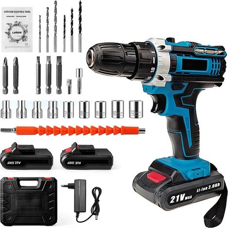 Perceuse à percussion électrique sans fil, tournevis 1600, perceuses pliables à grande vitesse, aste, couple 32, perceuse domestique, outils de bricolage électrique, 21V