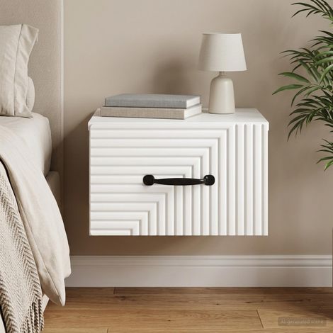 Mobiletto da notte a muro con cassetto Bianco 34,5 x 33 x 20 cm vidaXL (1/5)