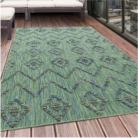 Tapis ethnique intérieur et extérieur Mars Vert 80x250 (1/5)