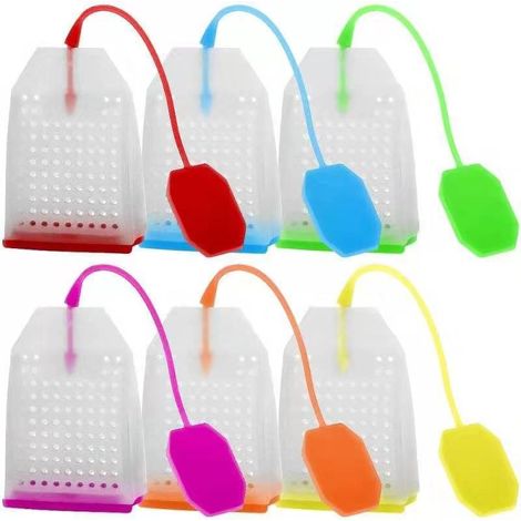 Paquet de 6 infuseurs de thé de silicone, coffre-fort réutilisable réutilisable de filtre de sachets de thé de feuille (1/5)