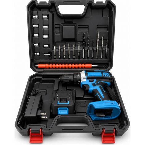 Perceuse Visseuse Sans Fil 21V Double Vitesse Bleu Coffret (1/5)