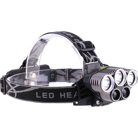 Lampe frontale USB 9000LM LED Réglable Étanche Phare de randonnée Lampe de camping Blanc BlueLight (1/5)