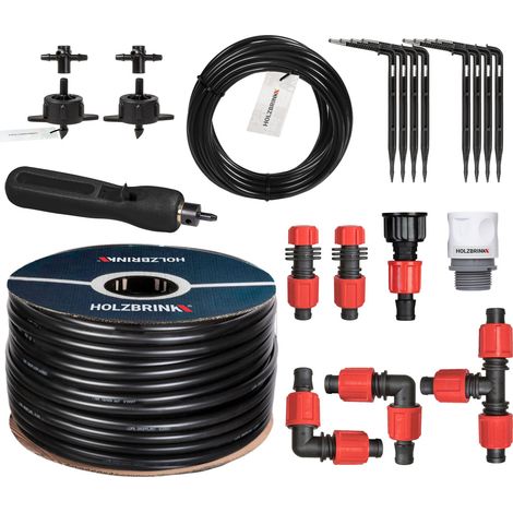 HOLZBRINK Start Set Gewächshaus Bewässerung Bewässerungssystem inkl. 15 m LDPE Verlegerohr 16 mm, 2x Tropfer 4l/h, HTB-10-S-15
