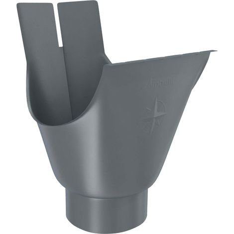 ZAMBELLI Ablaufstutzen (Oval) verzinkt, gefalzt Einhangstutzen für Dachrinne halbrund, Montage ohne löten 150mm / 333/6 teilig, DN100 / 100mm Anthrazit