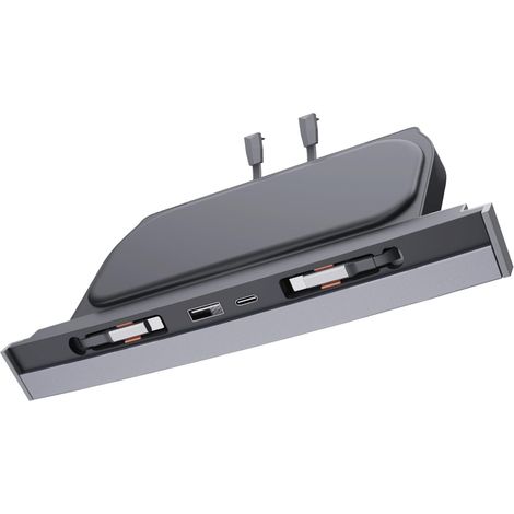 Wasserdock USB-Verteiler für Tesla Model 3/Y – Schnellladegerät für Model Y/3 Zubehör 2021–2024, 4-Port ausziehbares Dock, inkl. 2 Type-C Schnellladekabel (nicht kompatibel mit Model 3 2024)