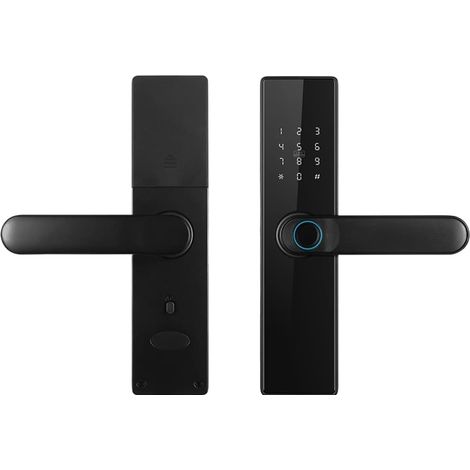 Serrure de porte intelligente Sécurité biométrique empreinte digitale poignée de porte intelligente Tuya Wifi électronique Intelligente carte clé serrure de porte en bois for la maison ( Color : 22-24 (1/5)